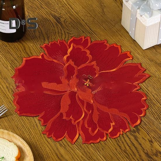 Tischset mit Blumenmuster, schöne Form, exquisite feine Textur, Polyester, Essunterlage, ADM gelb