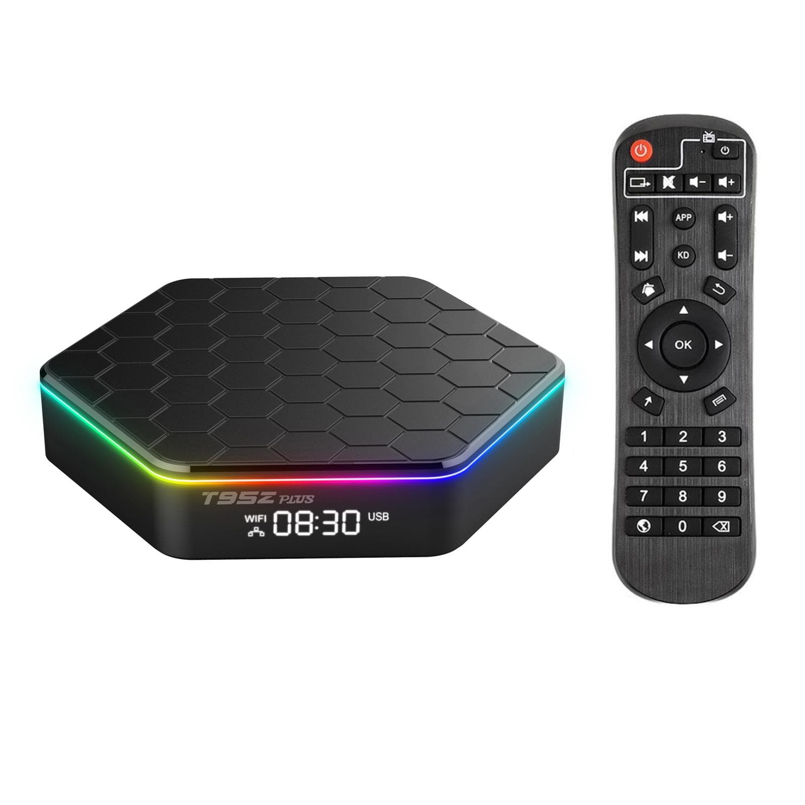 T95Z Plus Android 12.0 Smart TV Box Allwinner H618 Quadcore 4K Media Player 6K Dekodierung H.265 VP9 Dualband WiFi6 BT5.0 Digitalanzeige schwarz