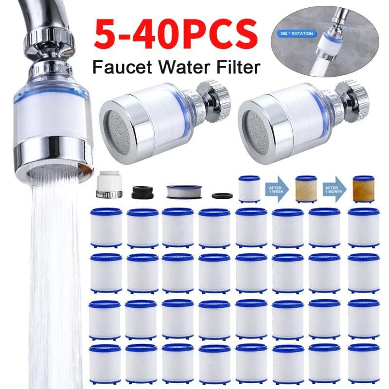 5–40 Stück Wasserhahn-Wasserfilterelement zum Entfernen von Chlor, Wasserreinigerfilter, Doppelkartusche, PP-Baumwolle, Wasserfiltereinheit für