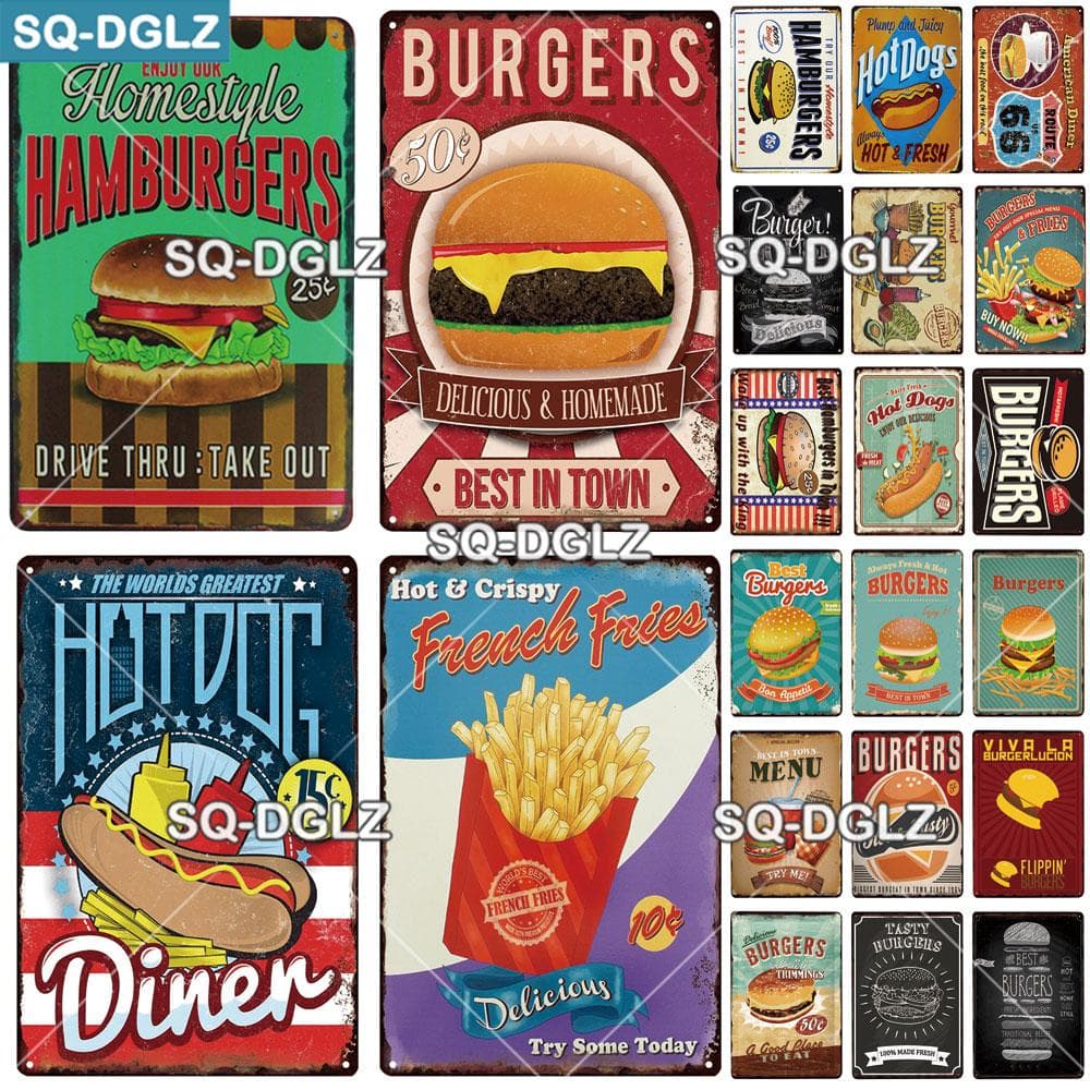 Hamburger Vintage Metall Zeichen Zinn Zeichen Vintage Dekoration Plaque Home Wand Decor Bar Zeichen Home Decor Poster Drop Shipping