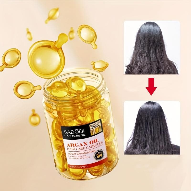 30 teile/schachtel Haarpflege Kapseln Öl Arganöl Reparatur Gelb Haar Frizz Haar Öl Marokko Arganöl Haar Serum