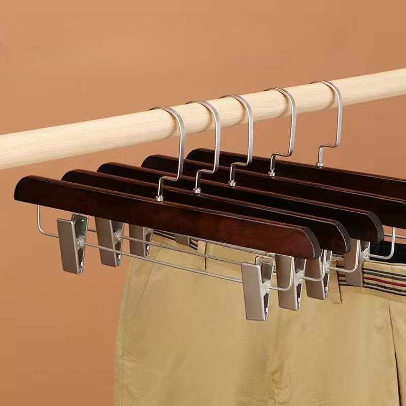 Rutschfeste Massivholz Kleiderbügel für Herren Rutschfest Luxus Hosen Kleiderständer für zum Aufhängen von Kleidern Röcken mit Haken