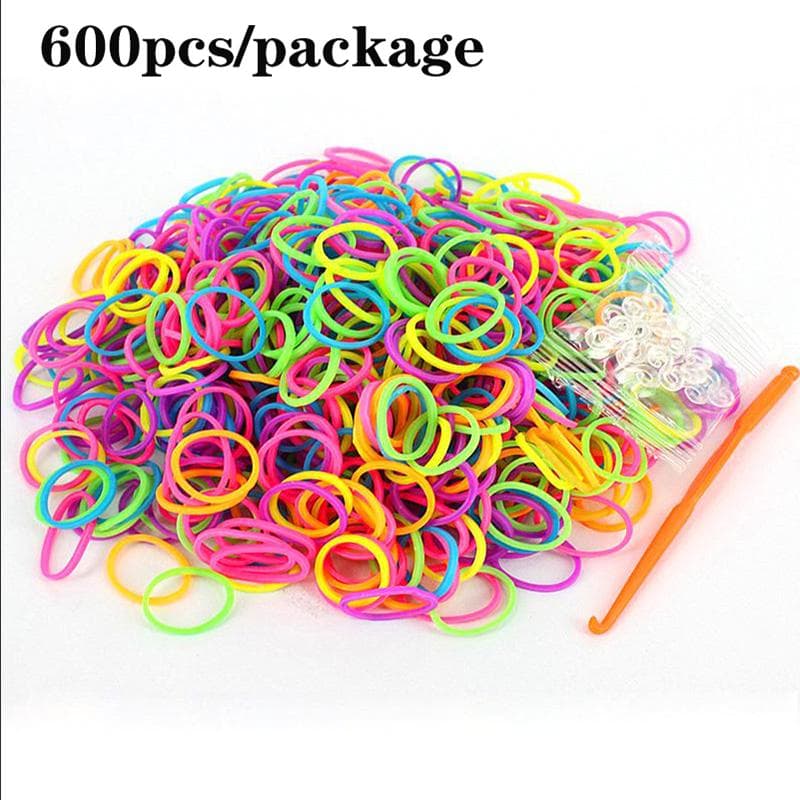 600 Stück Gummi-Webstuhlbänder für Kinder, elastisches Band zum Selbermachen, Weben, Schnüren, Armband blau