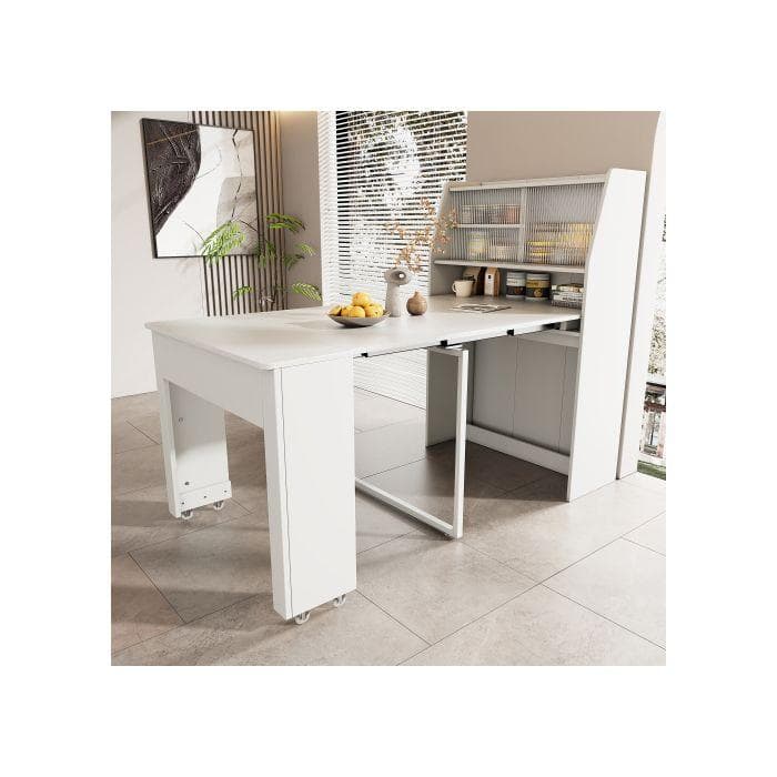 Ausziehbarer Esstisch, L52/132.5*B80*H76 cm, Multifunktionaler Esstisch mit geringem Platzbedarf, Weiß weiß