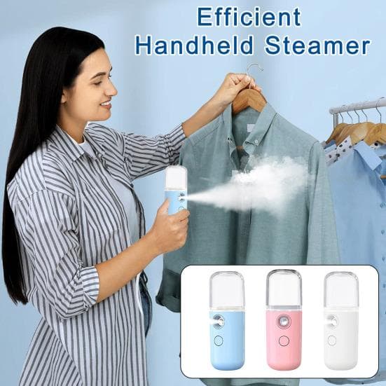 Mini Reise-Dampfbügeleisen Kabellos USB-Aufladung 50ml Wassertank Schnelles Aufheizen 1 Stunde Handliches Kleidungsstück ADM blau