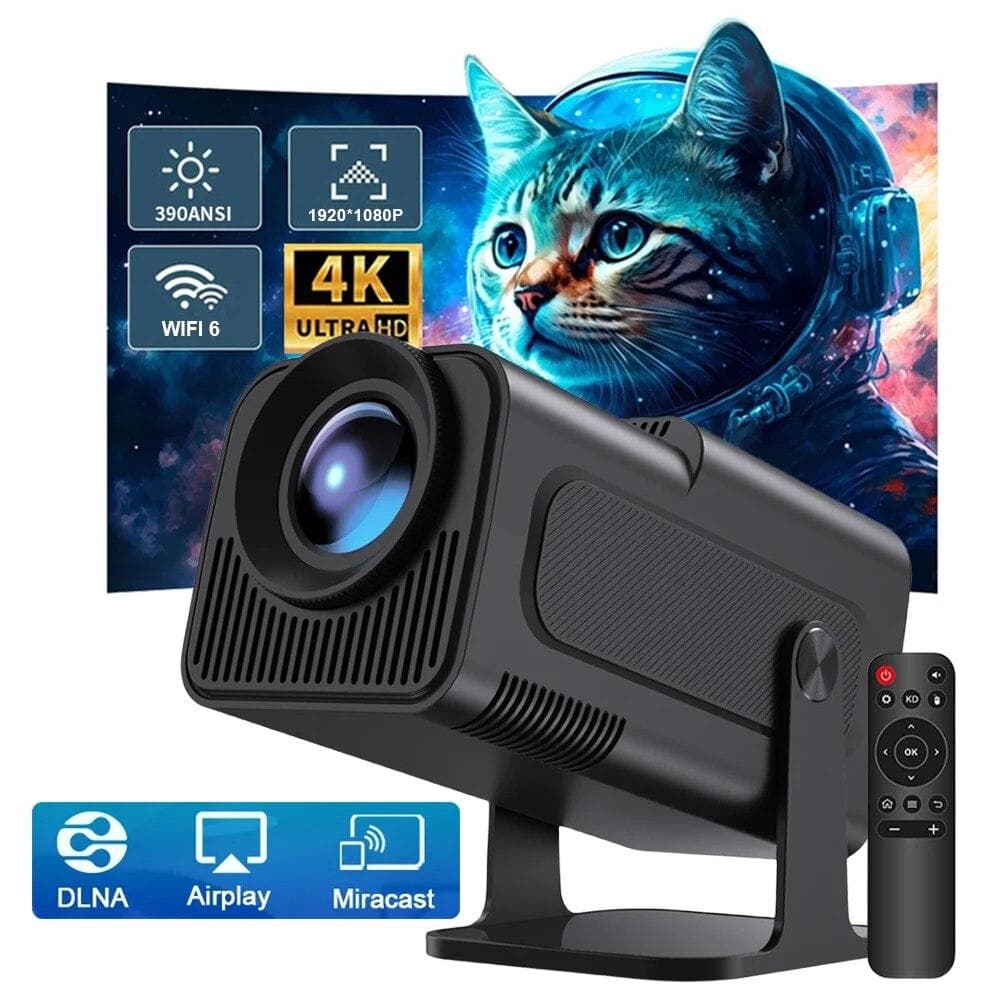 4K Android 11 Heimkino Dual WiFi 6 BT5.0 Native 1080P Smart Mini-Projektor Fernbedienung Video Mini-Projektor schwarz