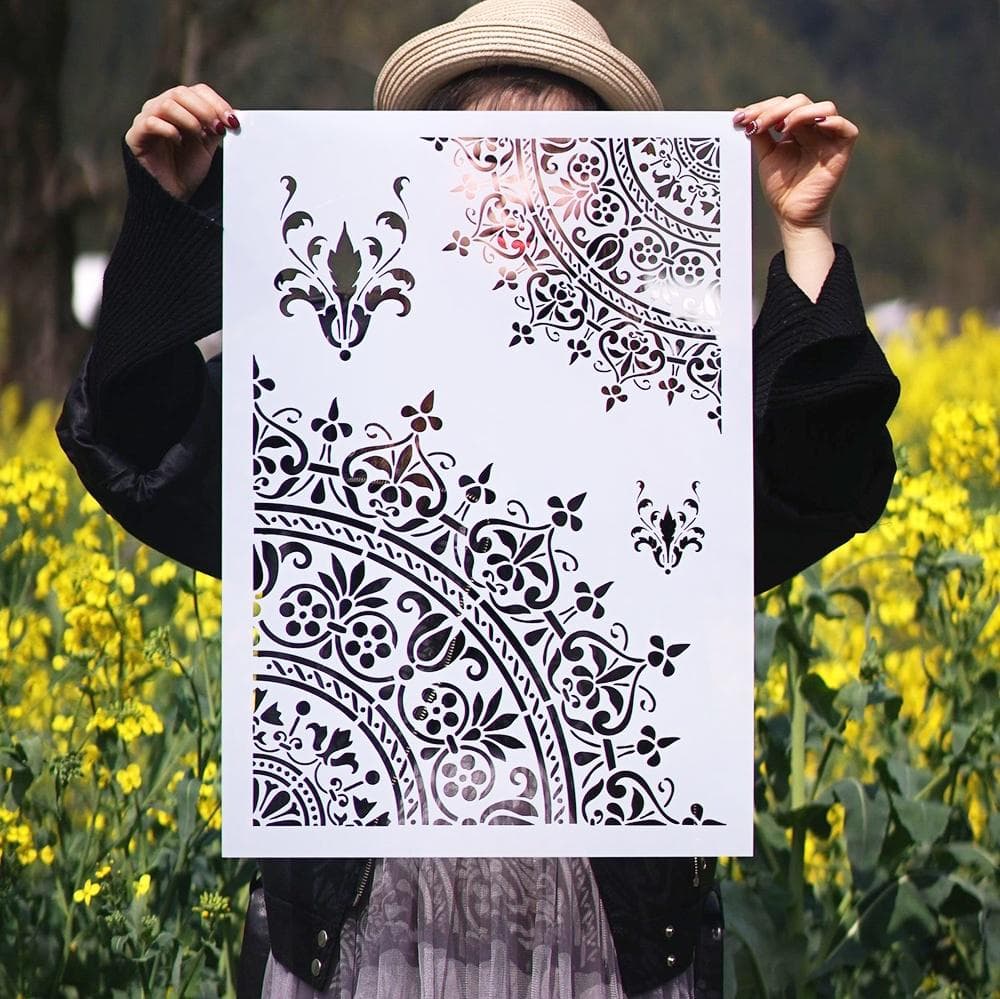 A4 A3 A2 Größe DIY Handwerk Layering Mandala Schablonen für Wände Malerei Scrapbooking Stempelalbum blau