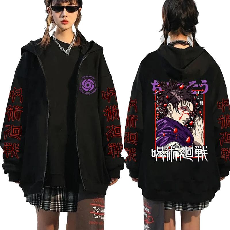 Anime Jujutsu Kaisen Choso Grafikdruck Mit Kapuze Männer Frauen Trendy Zipper Hoodies Übergroßes Sweatshirt Harajuku Unisex Zip Jacke cm