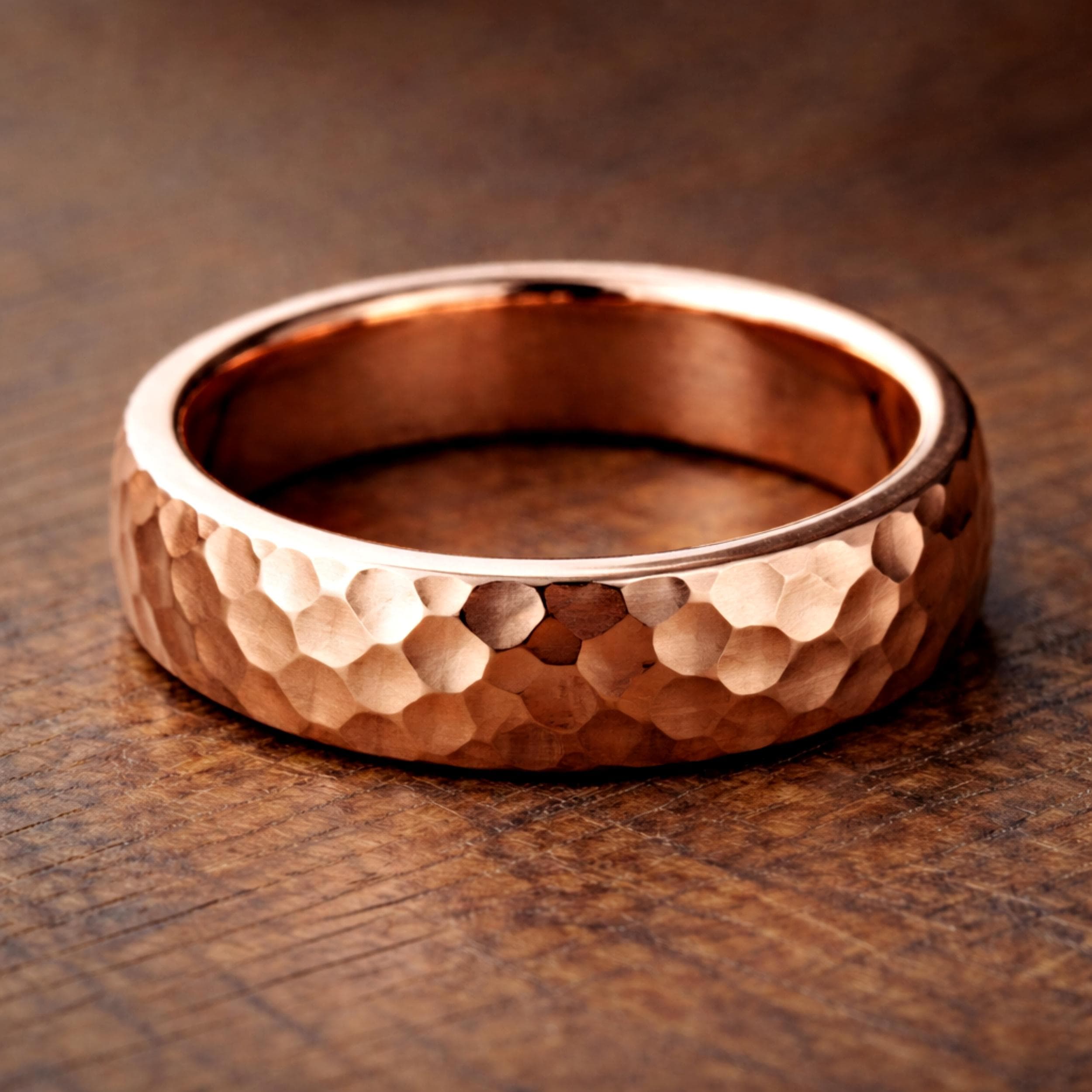 Gehämmerter Reiner Kupferring, Handgefertigter Rustikaler Ring, Massiver Kupfer Minimalistischer Ring, Einfacher Alltagsring Kupfer