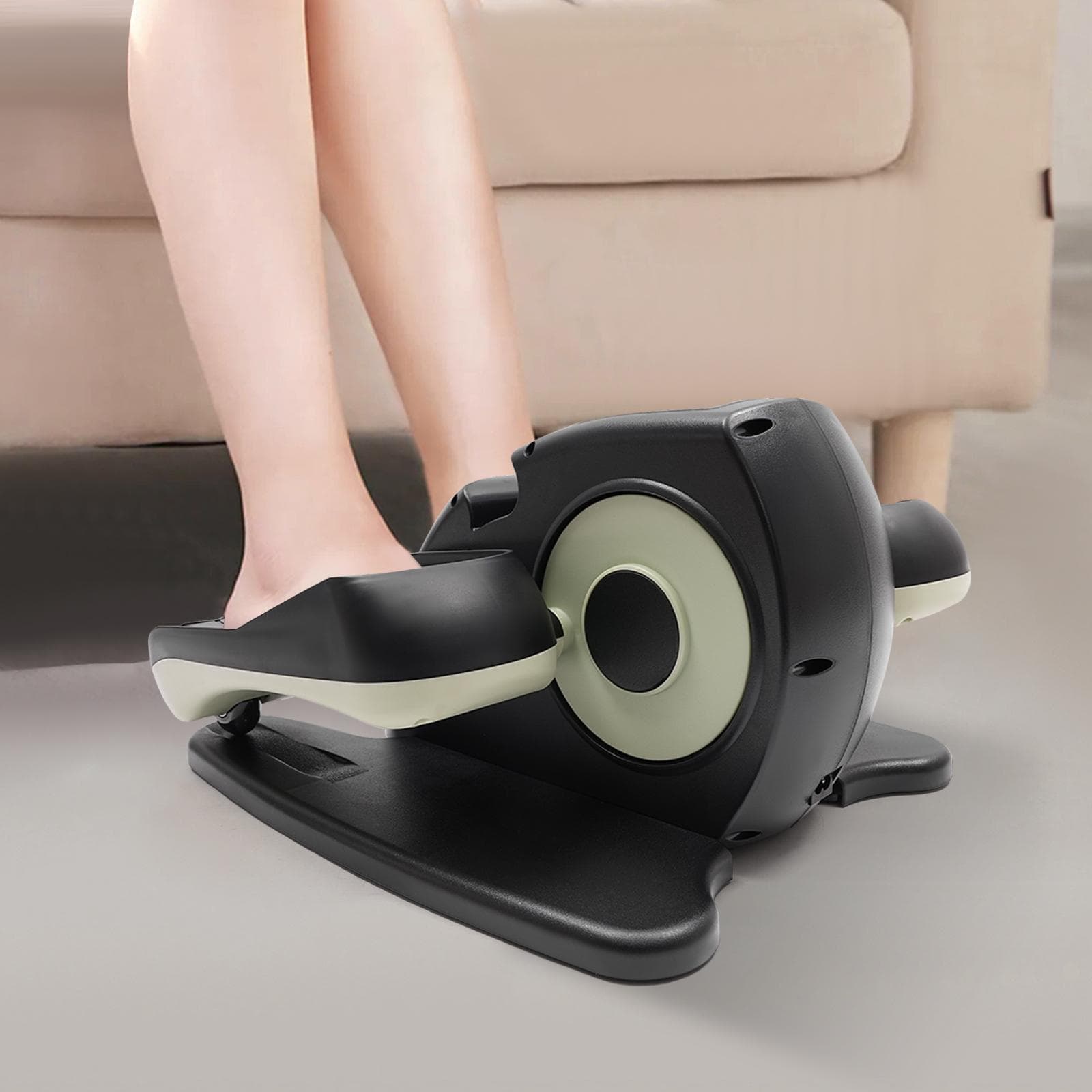 Tragbarer Ellipsentrainer für unter den Schreibtisch, elektrischer Sitz-Bein-Fußpedal-Heimtrainer mit Fernbedienung und LCD-Monitor, Grün/Pink