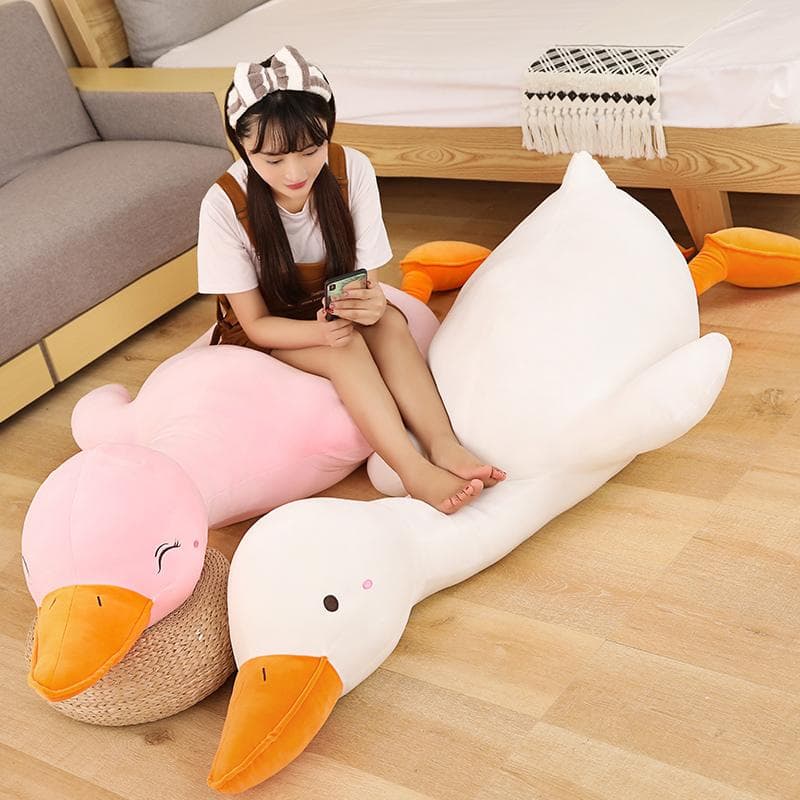 90 -140 cm Riesengröße, weiche liegende Ente, Plüschmatte, schöne, riesige Plüsch-Entenpuppen, Stofftierkissen, Schlafrückenkissen für Babys
