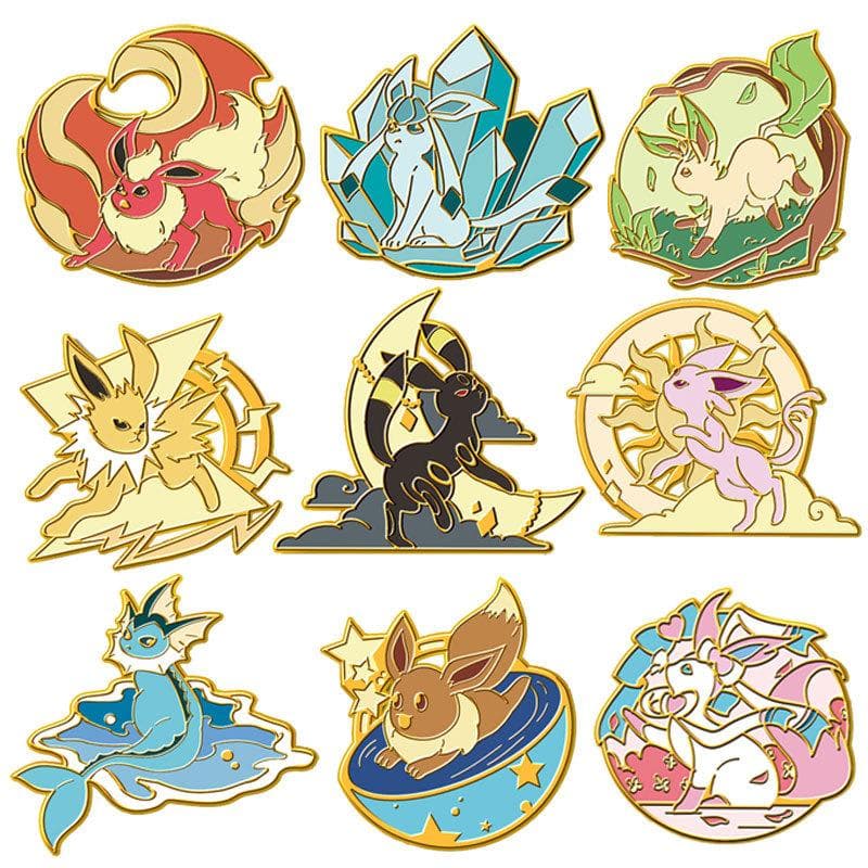 Anime Pokemon Eeveelution Eevee Emaille Pins Cartoon Metall Brosche Abzeichen Mode Schmuck Kleidung Hut Rucksack Zubehör Geschenke