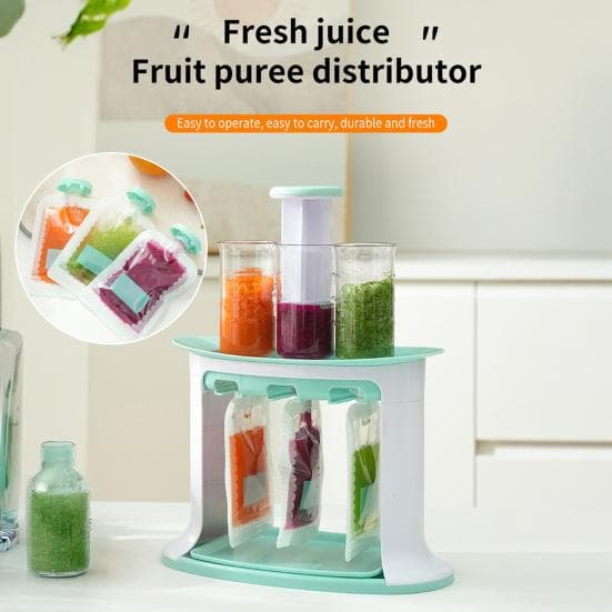 Quetschstation für selbstgemachte Babynahrung mit wiederverwendbaren Beuteln, spülmaschinenfest, BPA-frei, Abfüllstation für Püree-Nahrung für