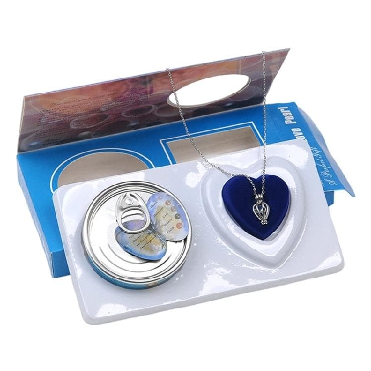 Packung mit 1 stilvollem DIY-Perlen-Hängehalskette mit von Austern inspiriertem Design und skurrizer Dosenverpackung für Mode oder Geschenk