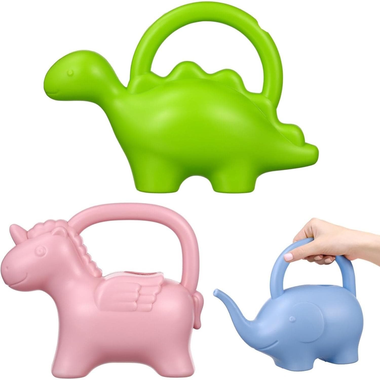 3 Stück Kindergießkannen Cartoon Elefant Einhorn Dinosaurier Pflanze Plastik Tierförmiges Spielzeug für Kinder Garten Strand Sprinkler Spielzeug