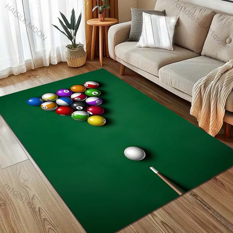 HD Snooker Billardkugeln Druck Teppich für Wohnzimmer Schlafzimmer Sofa Fußmatte Dekor Sofa Tisch Bereichsteppich Rutschfeste Bodenmatte