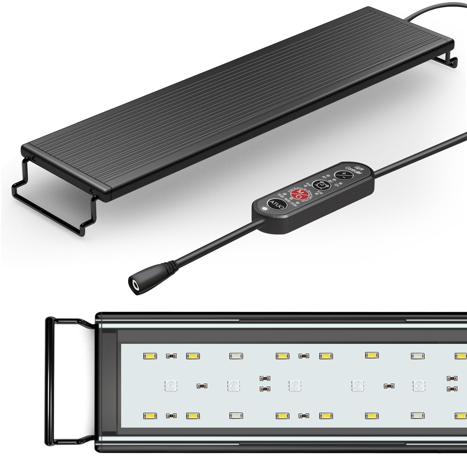 24/7 Beleuchtung Vollspektrum Aquarium Licht 18W LED Aquarium Licht mit ausziehbarer Halterung schwarz