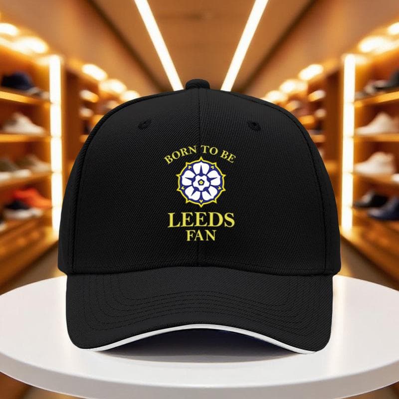 1 Stück Leeds FC Fan Baseballkappe Leicht Atmungsaktiv Polyester mit Verstellbarem Snapback Schwarz mit Weiß Gelbem Logo cm