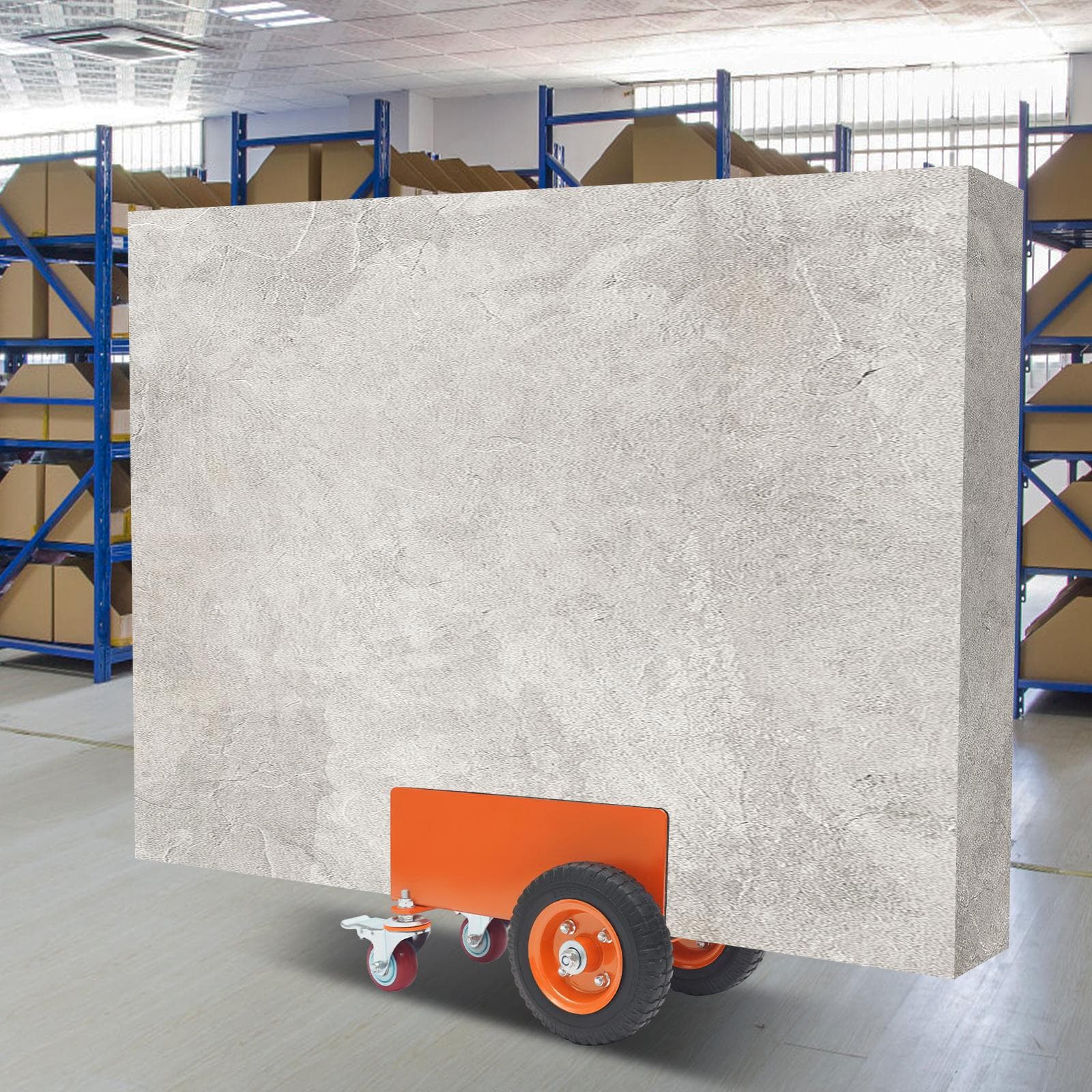 300KG Schwerlast Plattenwagen Platten Dolly Geländetransportwagen Legierungsstahl Transport Dolly für Baustellen, Fabrik orange