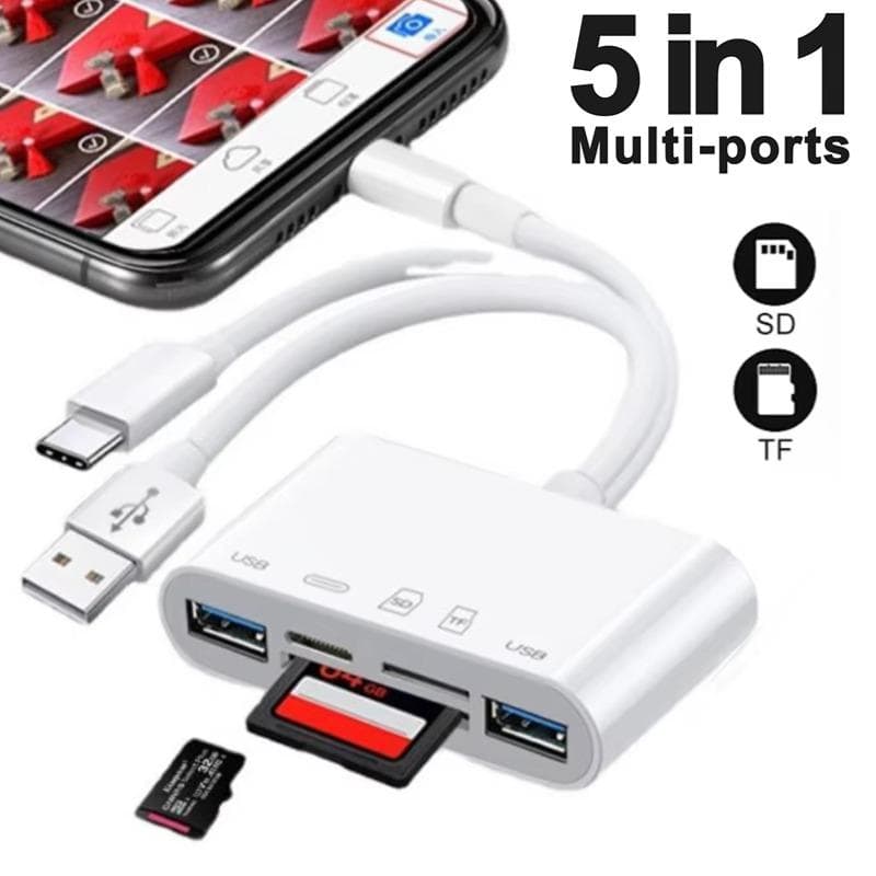 5 in 1 USB OTG Adapter SD TF Speicherkartenleser USB Typ C Lightning 3 Port für Kamera Multimemory für iPhone Macbook Samsung Huawei PC Zubehör