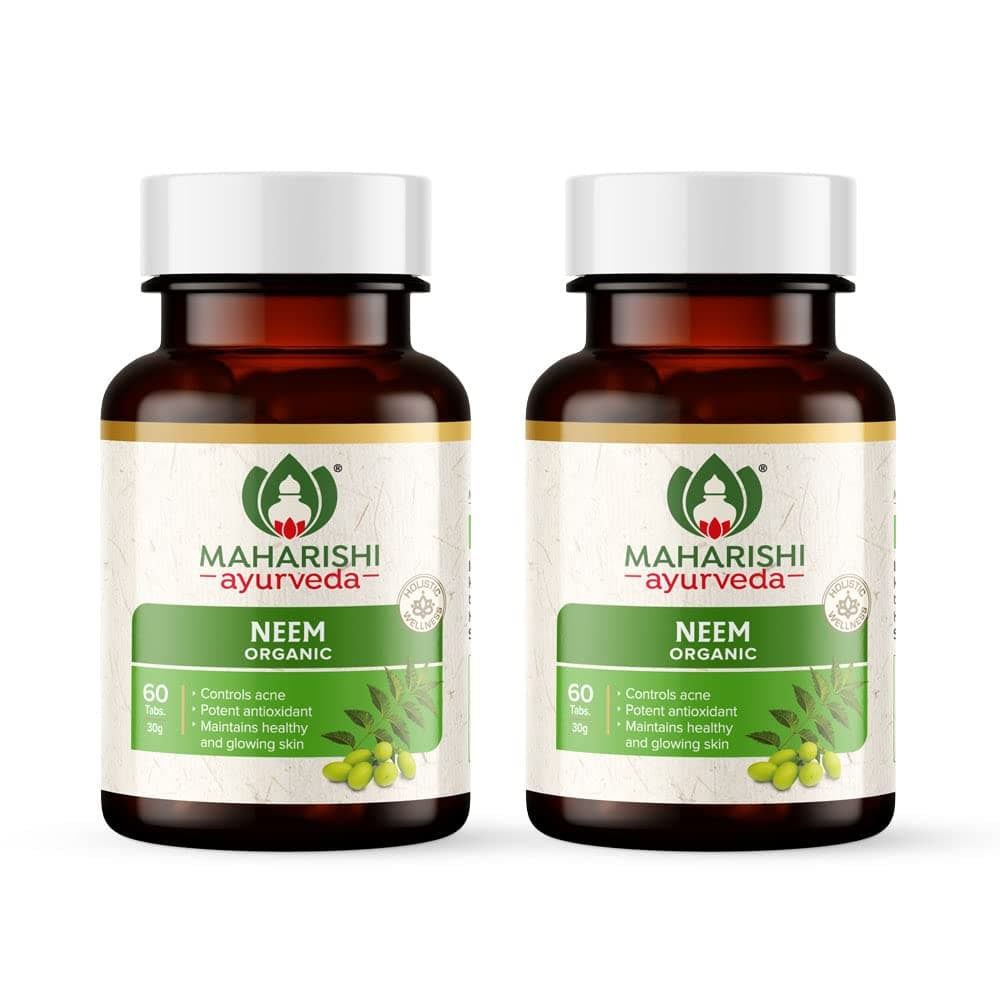 Maharishi Ayurveda Bio-Neem-Tabletten 500 mg | Natürlicher Blutreiniger | Verbessert die Hautgesundheit | 60 Tabletten (2er-Pack)