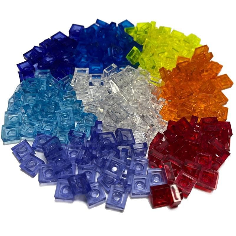 100 stücke Transparent 1X1 Dünne Ziegel Kleine Partikel Bausteine Transparente Teile Zweidimensionalen Code Pädagogisches Kinder Bricks Assemblage
