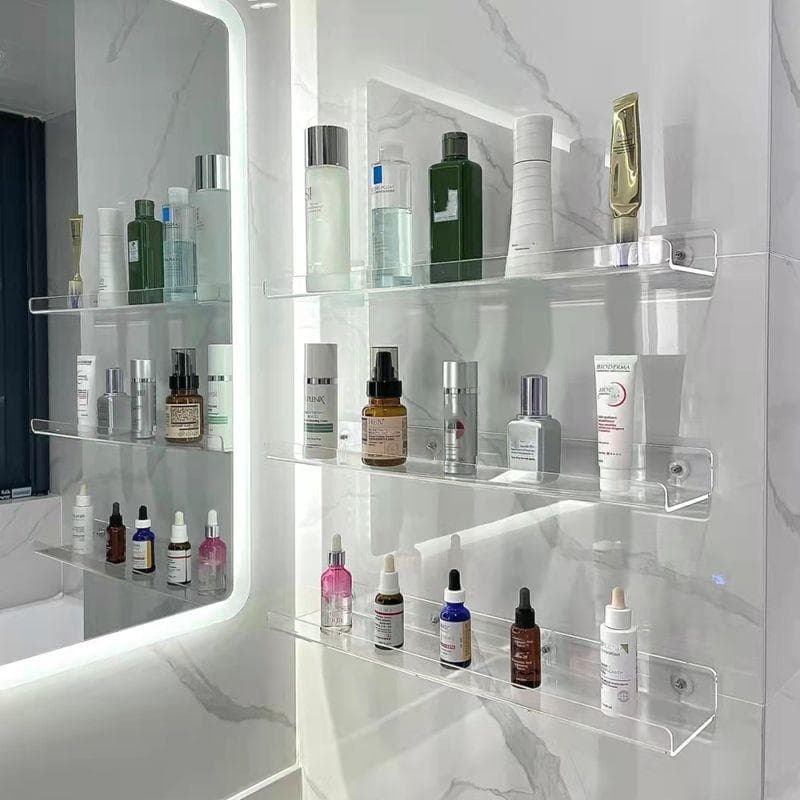 Schwimmende Regale, durchsichtiges Acryl, schwebendes Wandregal, Vinyl-Schallplattenregal, Badezimmer-Display, Organizer, Aufbewahrungsregale