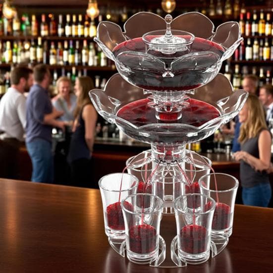 Doppelschichtiger Getränkespender mit 6 Schnapsgläsern Acryl-Spirituosenspender Weinteiler Schnellgießer Barzubehör reinfarbig