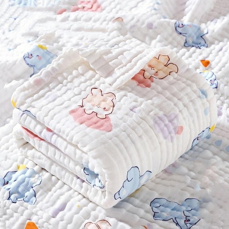 Umweltfreundliche Atmungsaktive Neugeborenen Baby Baumwolle Mullwindel Decke Bedruckt Musselin Puckdecke Baby Badetuch