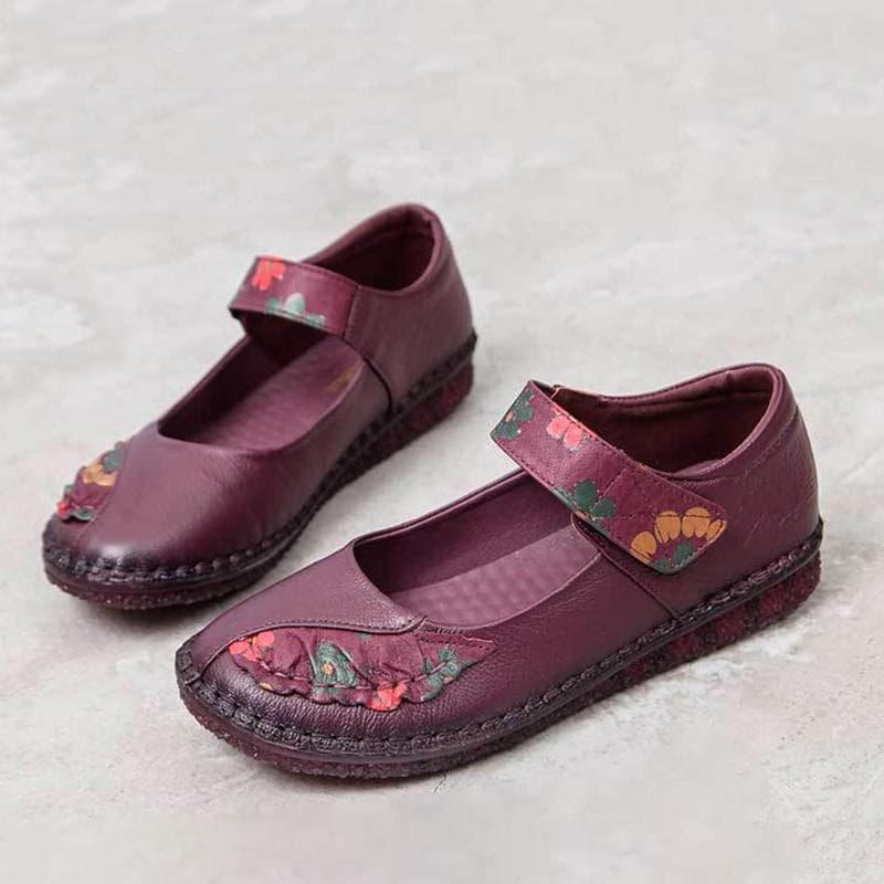 Echtleder-Schuhe für Damen, weiche Sohle, hohle flache Schuhe, Slip-on-Loafer für Damen, Vintage-Flats cm violett