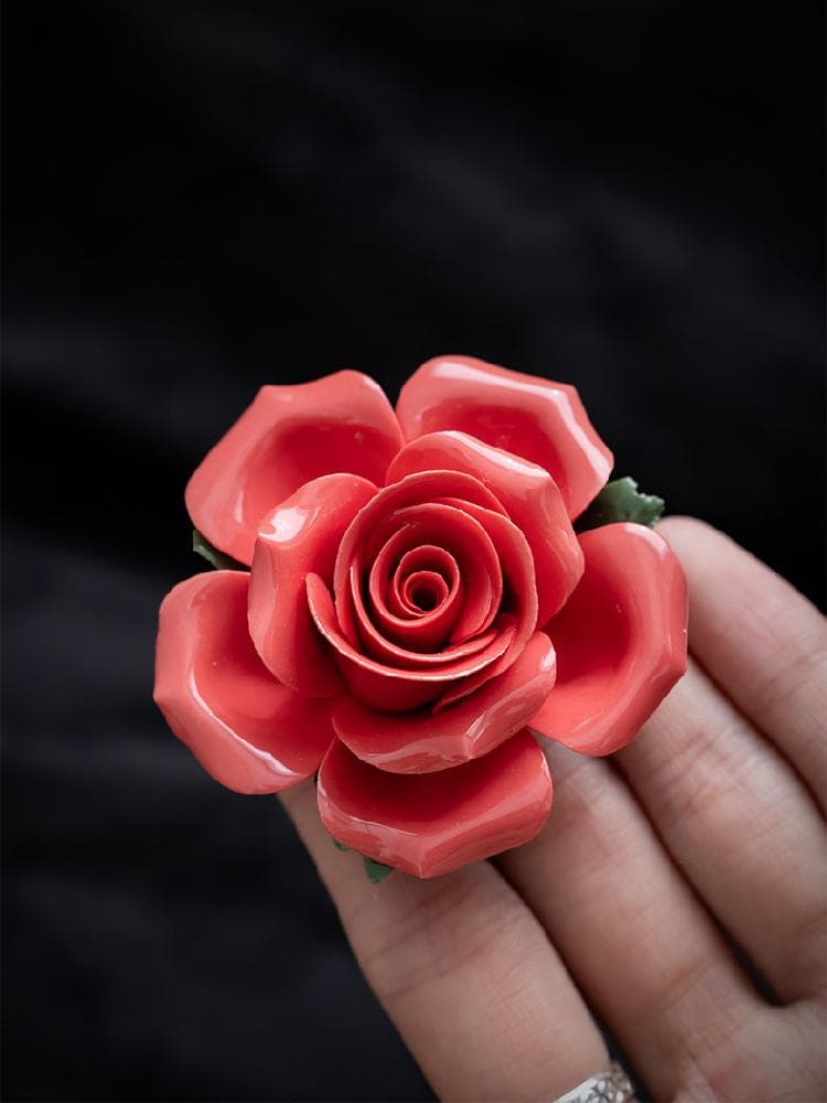 Keramikrosen, handgefertigter Rosen-Aromatherapie-Ofen, geeignet für Heimdekoration, Valentinstagsgeschenke, Geschenke rot