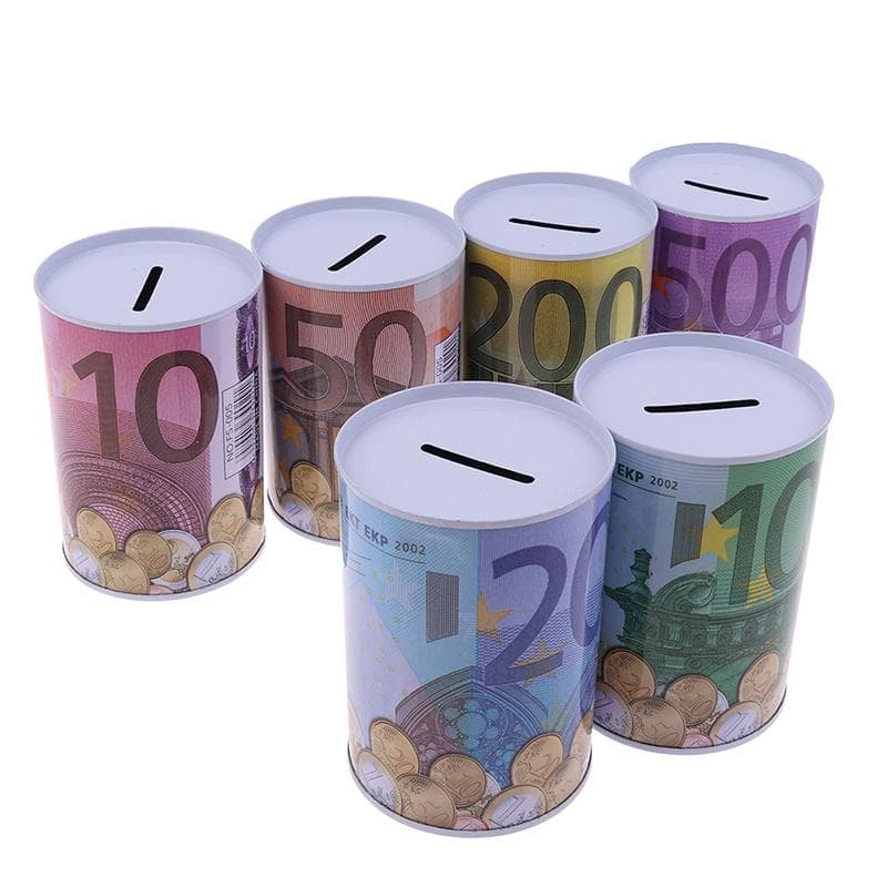 Euro Dollar Spardose Safe Zylinder Spardose Banken Für Münzen Einzahlung Aufbewahrungsboxen Wohnkultur 10 20 50 100 10 Dollar