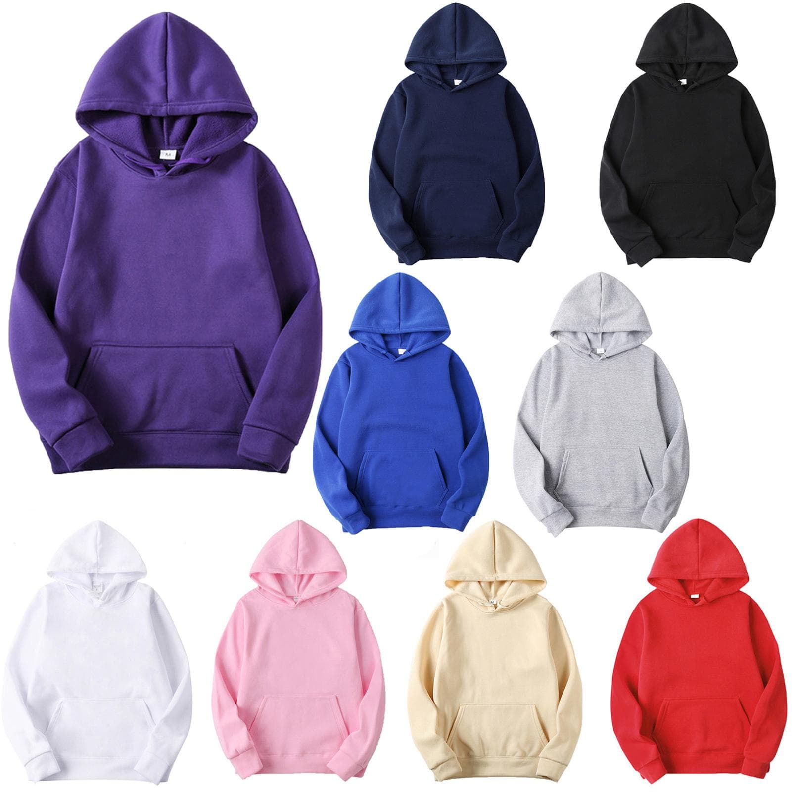Herren-Pullover, einfarbig, lässig, Kapuzenpullover, langärmelig, klassische Oberteile cm blau