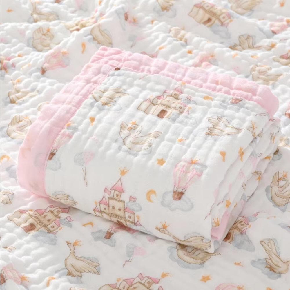 Baby Reine Baumwolle Klasse A Weich und Atmungsaktiv Sechslagig Integriertes Kinderbadetuch Kindergarten Kleine Decke 110cm