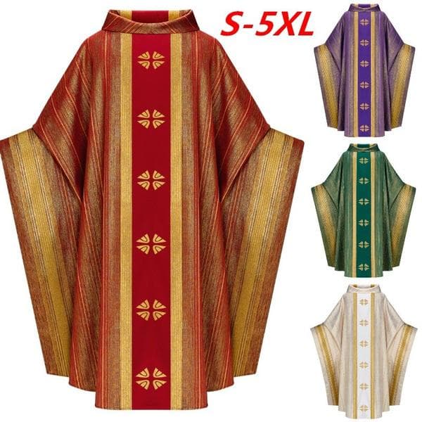 Liturgische Robe Vintage Kloster Kasel Kirche Klerus lockerer Mantel Priester Umhang Mantel Kleidung 4 Farben cm grün