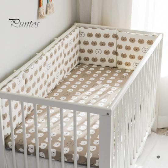 6-teilige Krippeneinlage, kollisionssicher, atmungsaktiv, gepolstert, für Babybett-Stoßfänger, verstellbar, waschbar, weiche Polsterung für die
