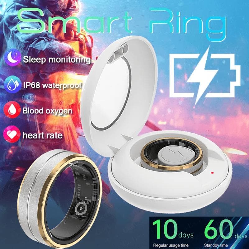 2025 Neuer Smartring Herren Damen Wasserdicht Herzfrequenz Blutsauerstoff Schlafgesundheitsmonitor Sport Fitness Gesundheitsring Android iOS silber