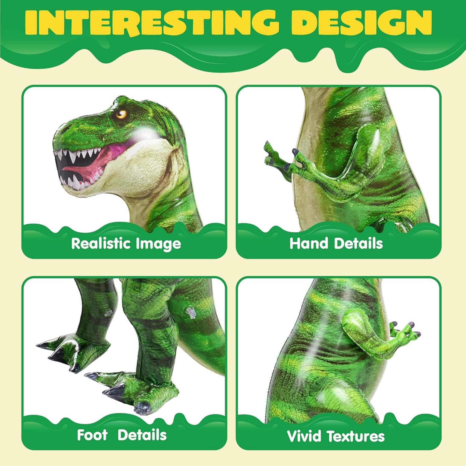 JOYFY 30” T-Rex Dinosaurier Aufblasbarer Tyrannosaurus Rex Aufblasbares Dinosaurier-Spielzeug für Kinder und Erwachsene Geburtstagsfeier