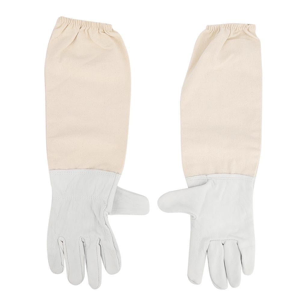 Ziegenleder Leder Leinwand Bienenhandschuhe Anti-Bienen Anti-Stich Lange Ärmel Professionelle Bienenzucht Schutzausrüstung(XL )