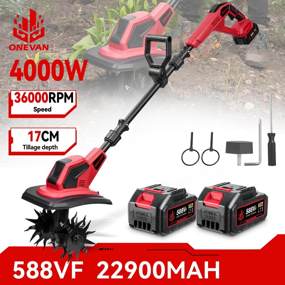 Elektrischer Grubber, 4000 W, 36000 U/min, kabellos, 17 cm, elektrischer Vertikutierer, Gartenwerkzeug für 18-V-Batterie