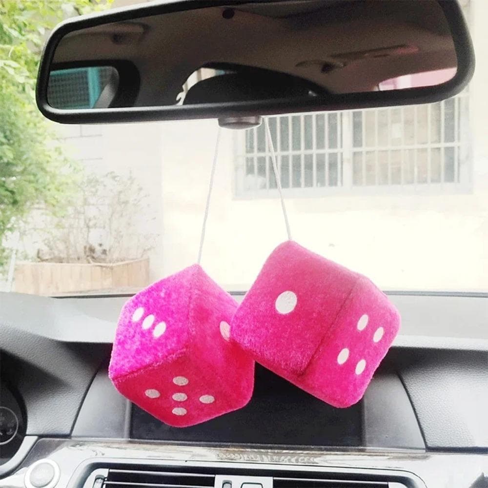 Weiche Plüschwürfel Auto Hängender Anhänger Dekor Würfel Samt Würfel Modell Dekoration Rückspiegel Styling Auto Zubehör Innenraum violett