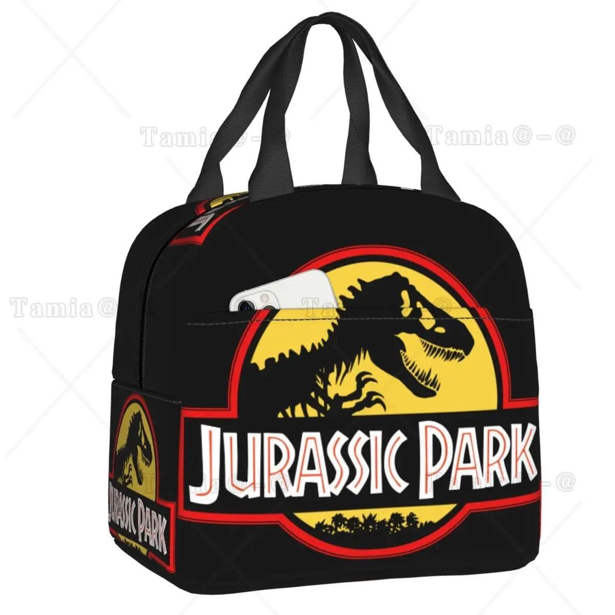 Benutzerdefinierte Jurassic Park Dinosaurier Druck Lunchtasche Männer Frauen Kühltasche Thermoisolierte Lunchbox für Erwachsene Büro blau