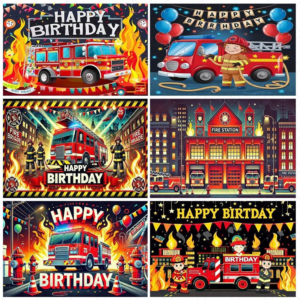 Feuerwehr-Thema Hintergrundbanner Feuerwehrmann Held Junge Geburtstagsparty Dekoration Babyparty Hintergrund Zubehör Fotografie Requisite