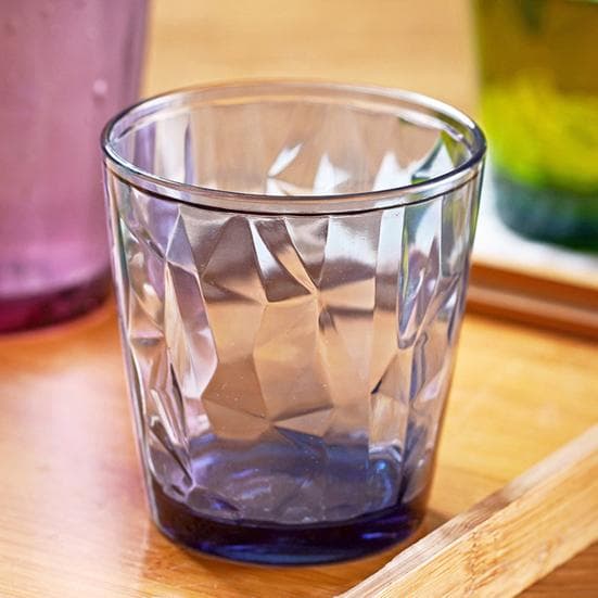 Bunte, durchscheinende Wasserbecher, 310 ml, Trinkbecher mit Rautenmuster, unzerbrechlich, hitzebeständig, BPA-frei, stapelbare Gläser für Zuhause,