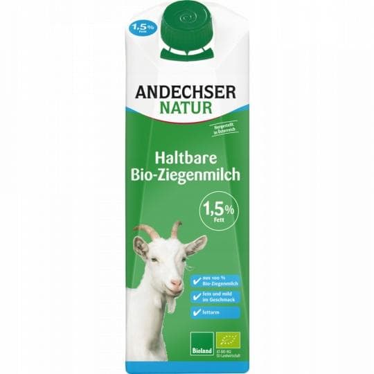 Ziegenmilch 1,5% Fett, Bio, 1 l, ANDECHSER