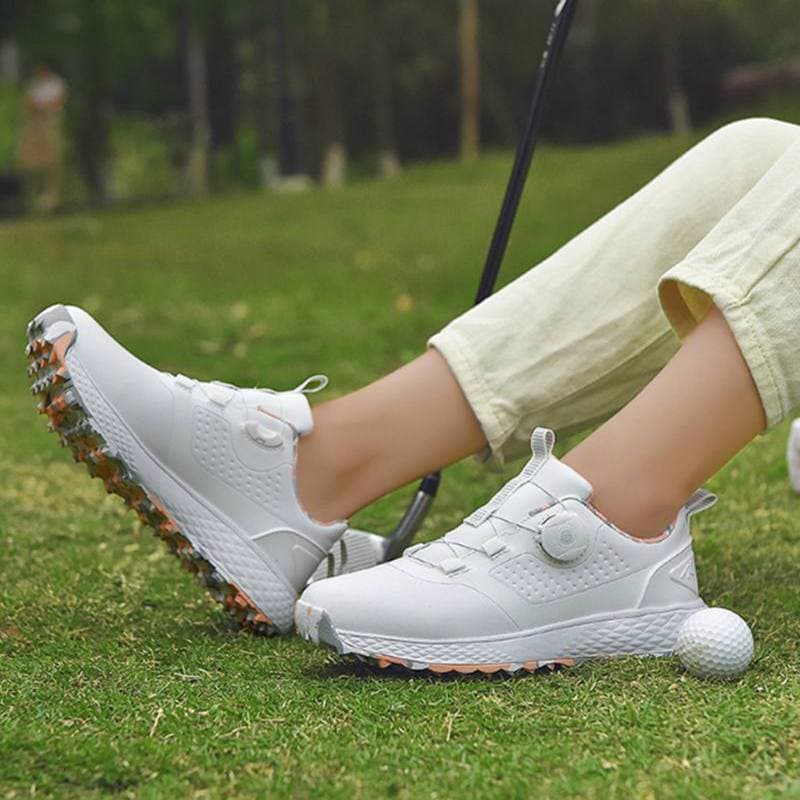 Herren Damen Professional Golfschuhe Damen Spikeless Tour Golfschuhe Klassische Outdoor Wasserdichte Leder Sneakers cm weiß/grau