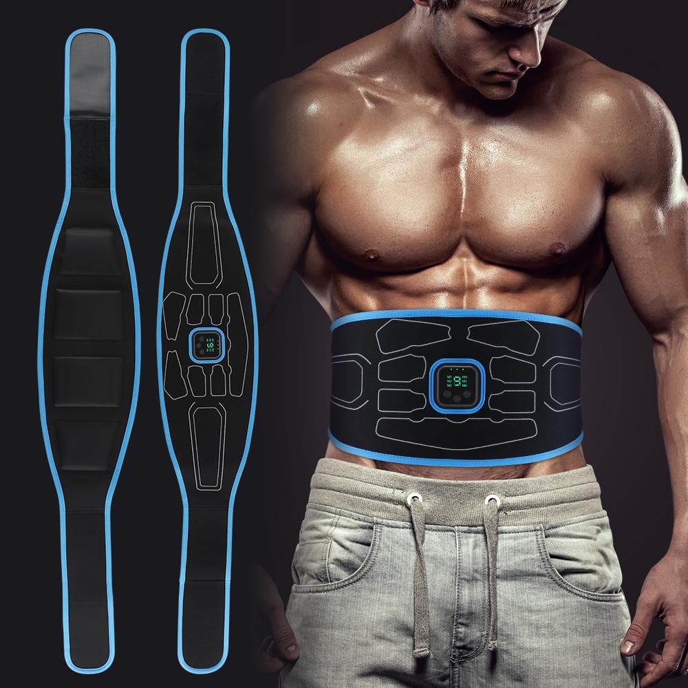 Smart EMS Bauchtrainer Muskelstimulator Toner Fitness Vibration Taillengürtel Körper Schlankheitsgürtel Elektrischer Gewichtsverlust Unisex blau