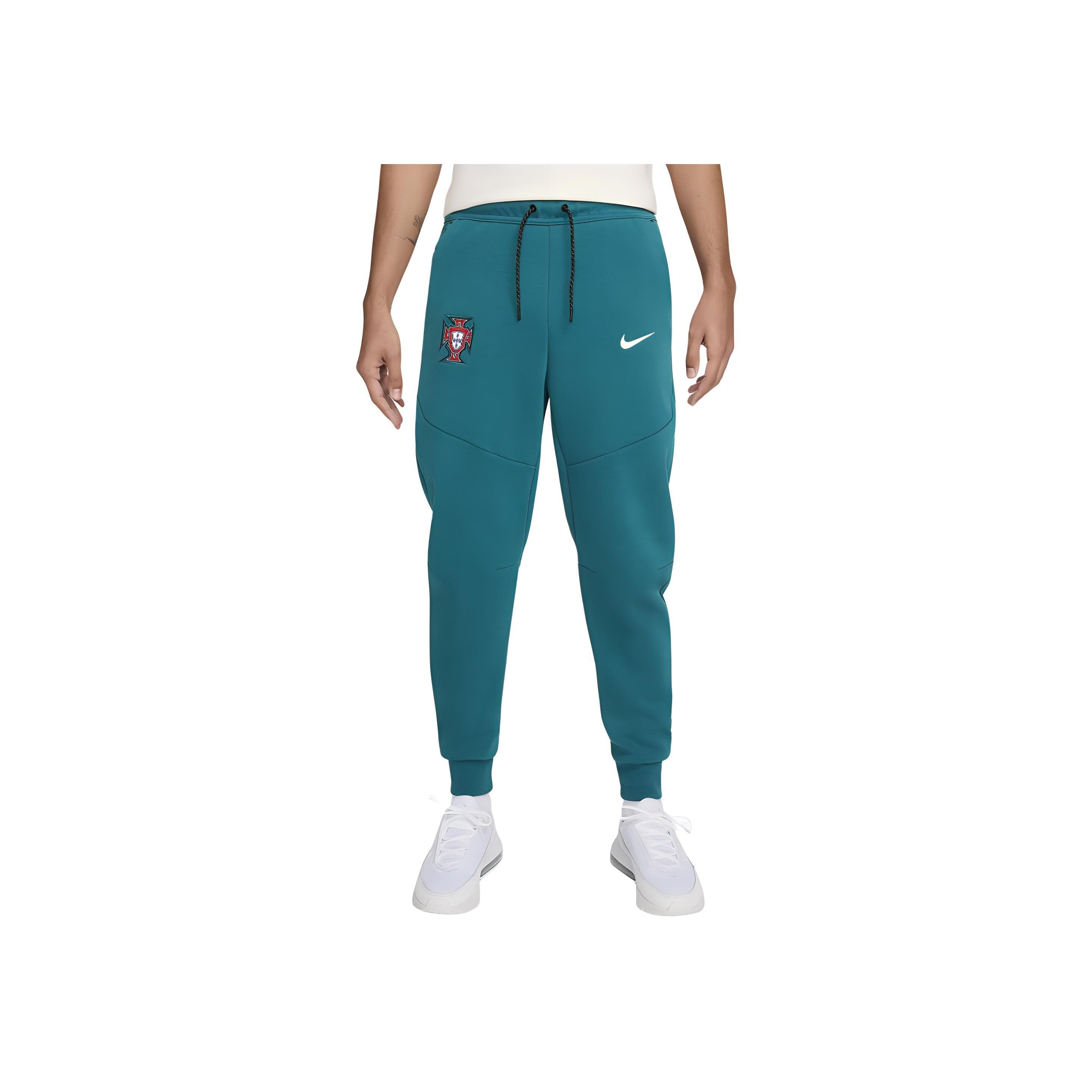 Nike Portugal Tech Fleece Logo Stickmuster Bequeme Mid-Waist Tapered Fußball Stricksporthose Herrenhose Teal FJ8286-381 cm