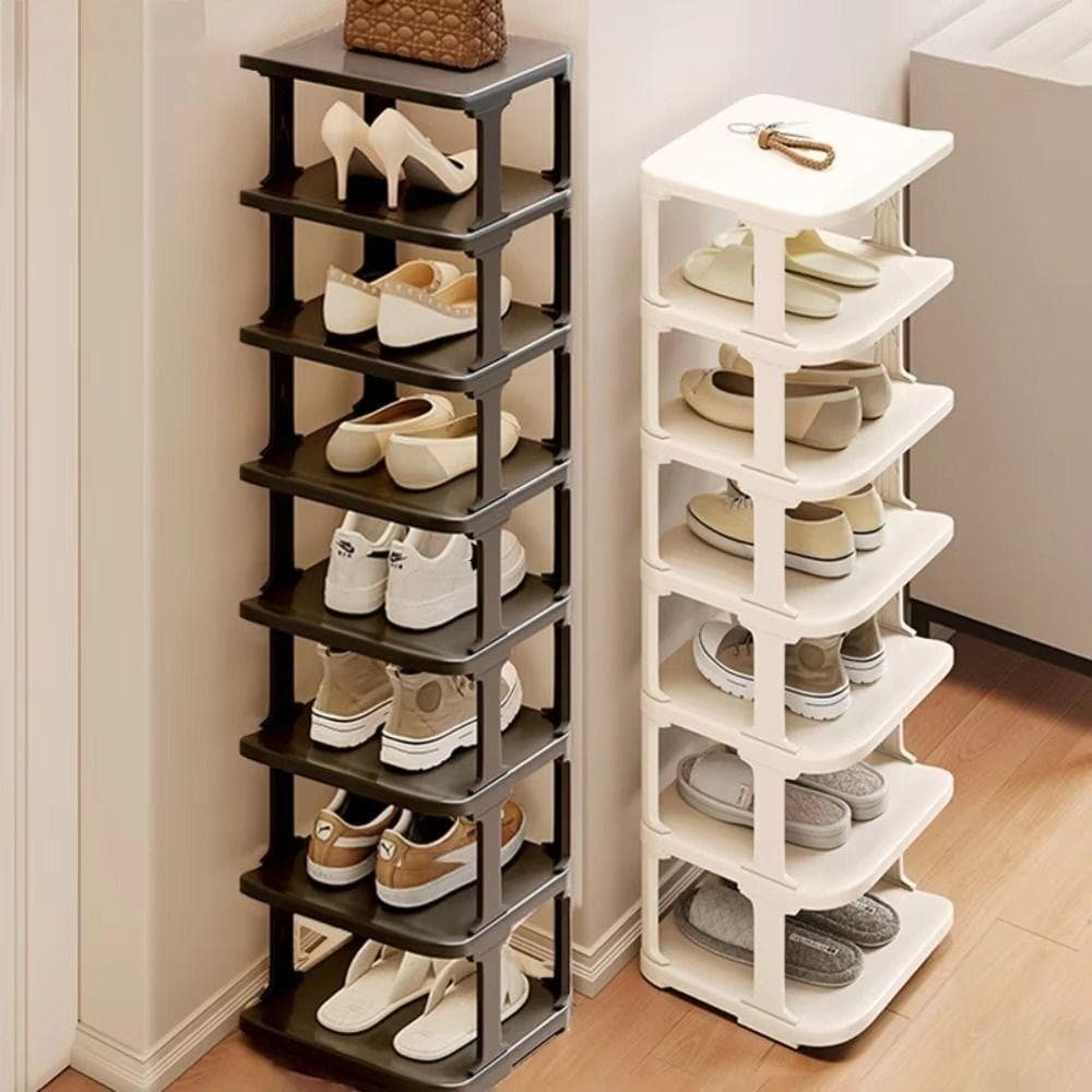 Stapelbarer Schuhaufbewahrungsorganizer Abnehmbare geschichtete Schuhschränke Vertikales Schuhregal Ecke