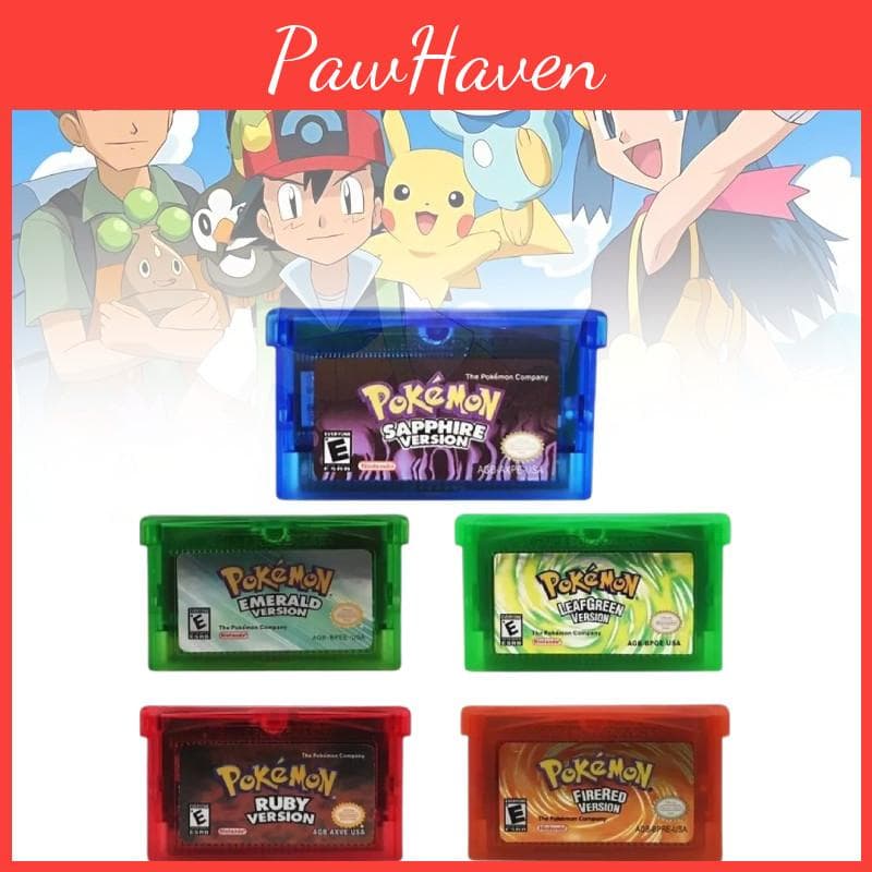 Klassisches GBA-Spielkassetten-Set mit ikonischen Pocket Monstern in lebendigen Farben
